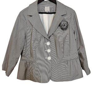 Halogen Seersucker Peplum Blazer with Matching Fabric Flower, 18W